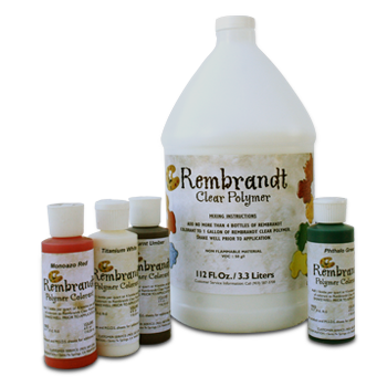 Acrylic Concrete Stain - Kemiko Rembrandt Polymer Stain Four 4oz Bottle and Clear Polymer Base One Gallon Bottle