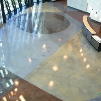 Kemiko Concrete Floor Photo Gallery - Kemiko decorative and industrial coatings on interior, commercial surface. Products: Kemiko Stone Tone Concrete Acid Stain in various colors; Kemiko Industrial Top Coat. Decorative Concrete Made Easy.