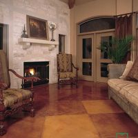 Kemiko decorative coatings on interior, residential surface. Products: Kemiko Stone Tone Concrete Acid Stain in various colors; Kemiko Single Component Sealer; Kemiko Easy Shine Mop On Wax Kemiko decorative coatings on interior, residential surface. Products: Kemiko Stone Tone Concrete Acid Stain in various colors; Kemiko Single Component Sealer; Kemiko Easy Shine Mop On Wax. Decorative Concrete Made Easy.